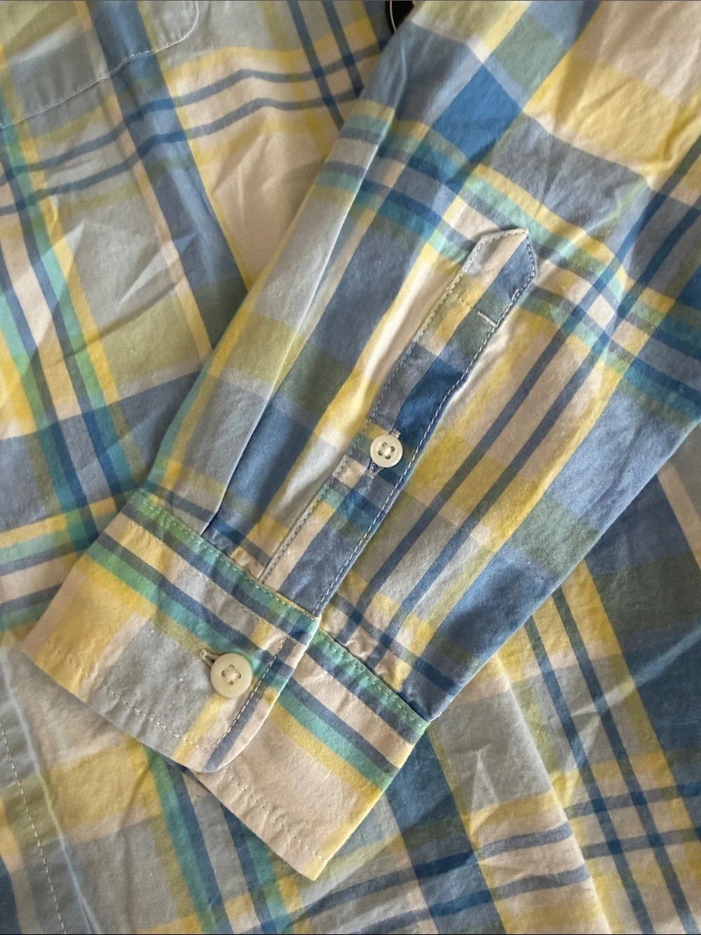 The Children's Place Light Blue and Yellow Plaid Button-Down Shirt, 14 NWT